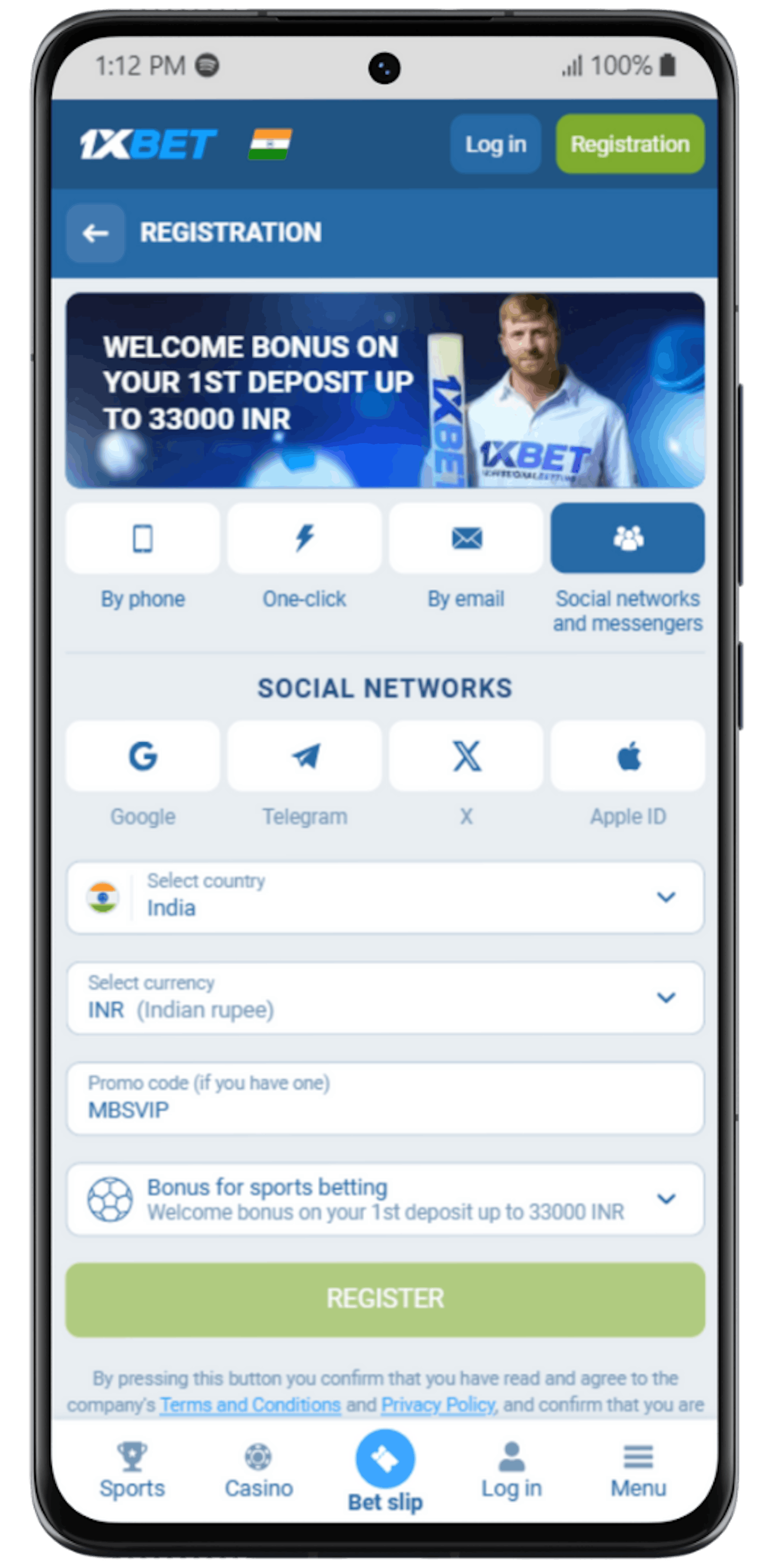 1x Bet Deposit India