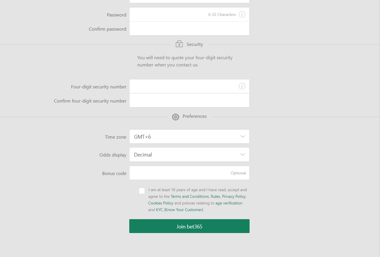 Bet365 registration 3