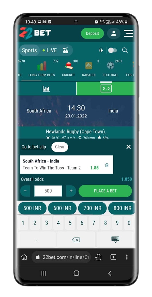 22bet Casino Screenshot