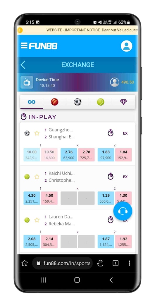 Fun88 Betting Exchange