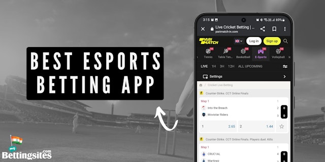 Image with a moblie mockup of Parimatch esports section