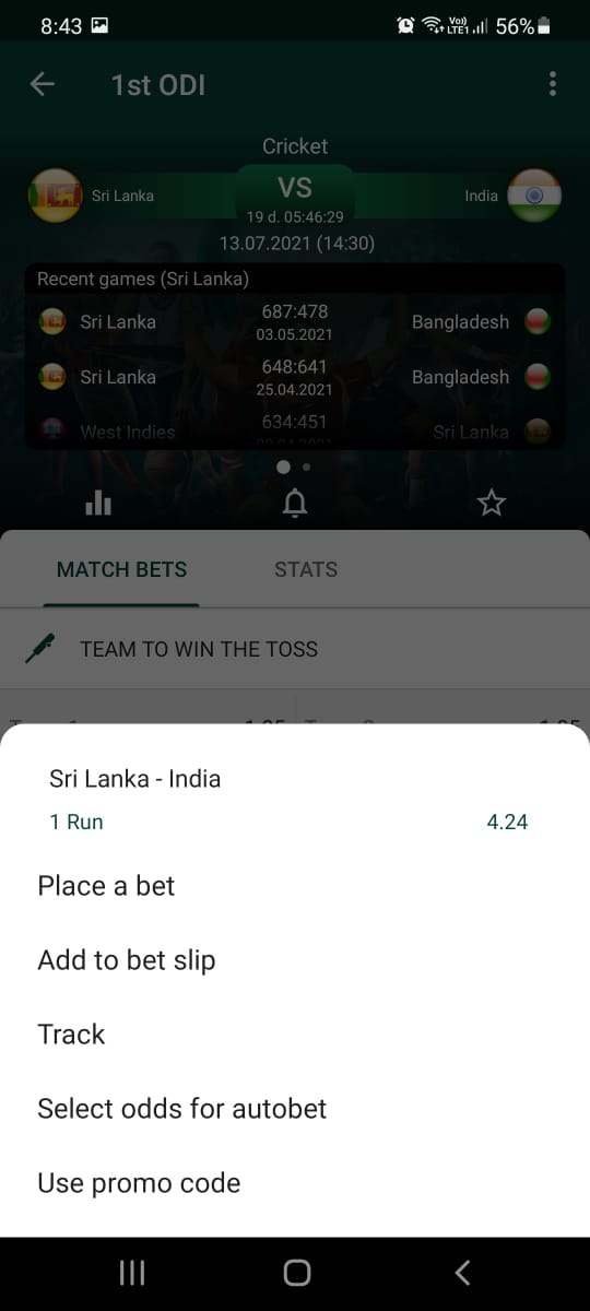 Betwinner Add to Bet Slip