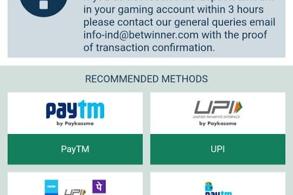 Betwinner App Deposit Methods