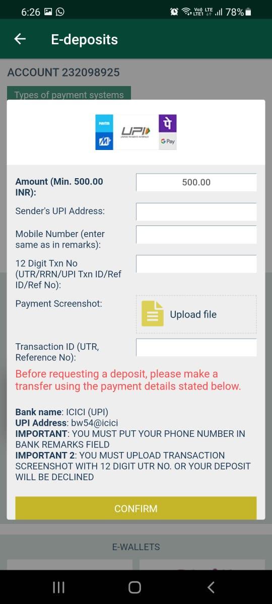 Betwinner Deposit with UPI