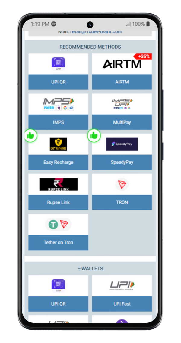 1x Bet Deposit Methods