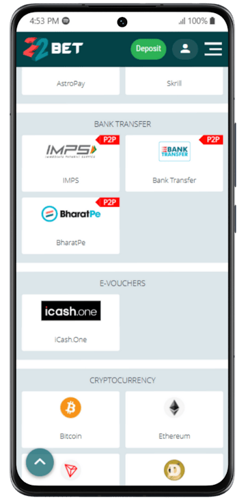 22bet Net Banking Betting Site