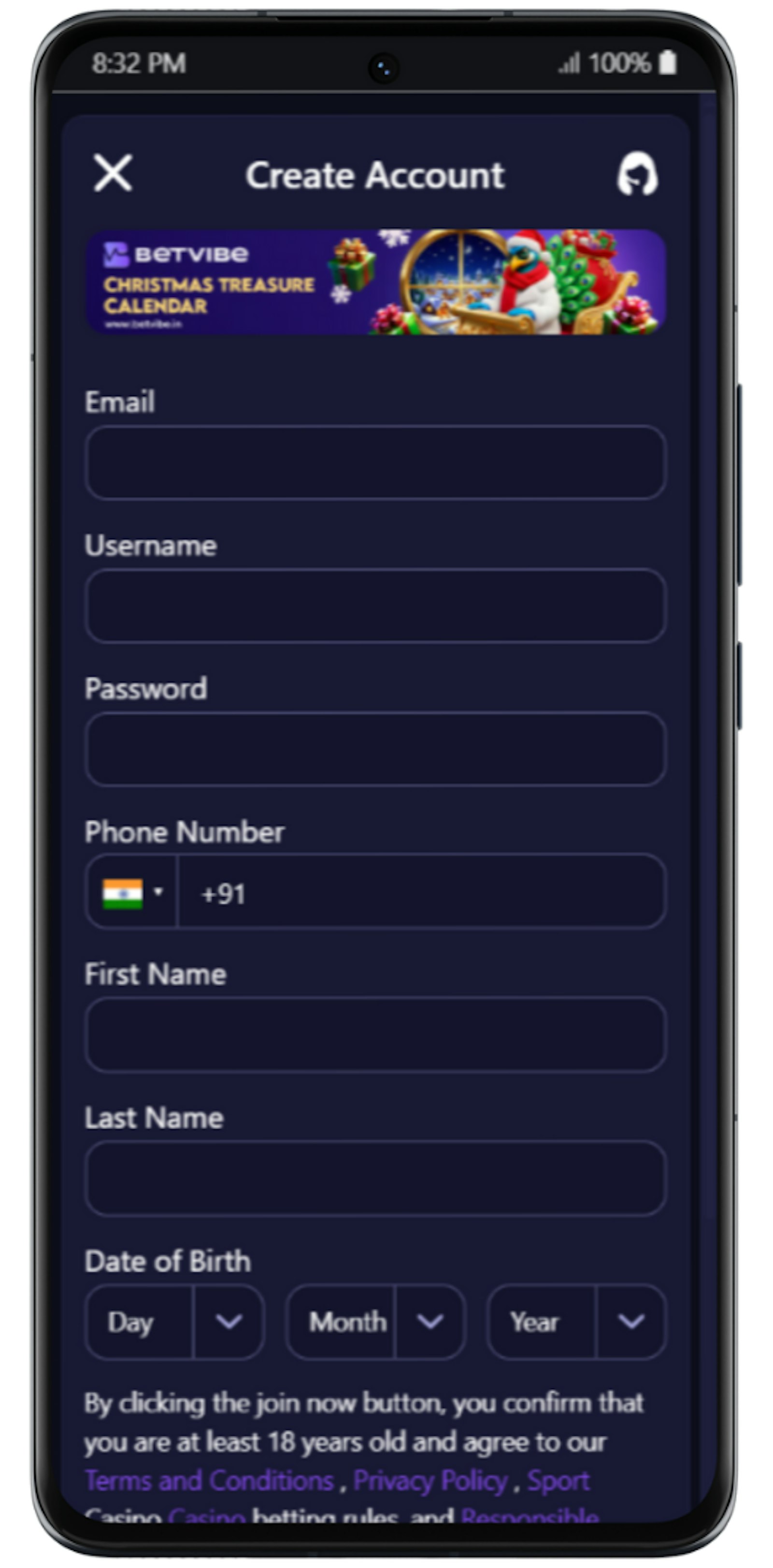 Betvibe Registration