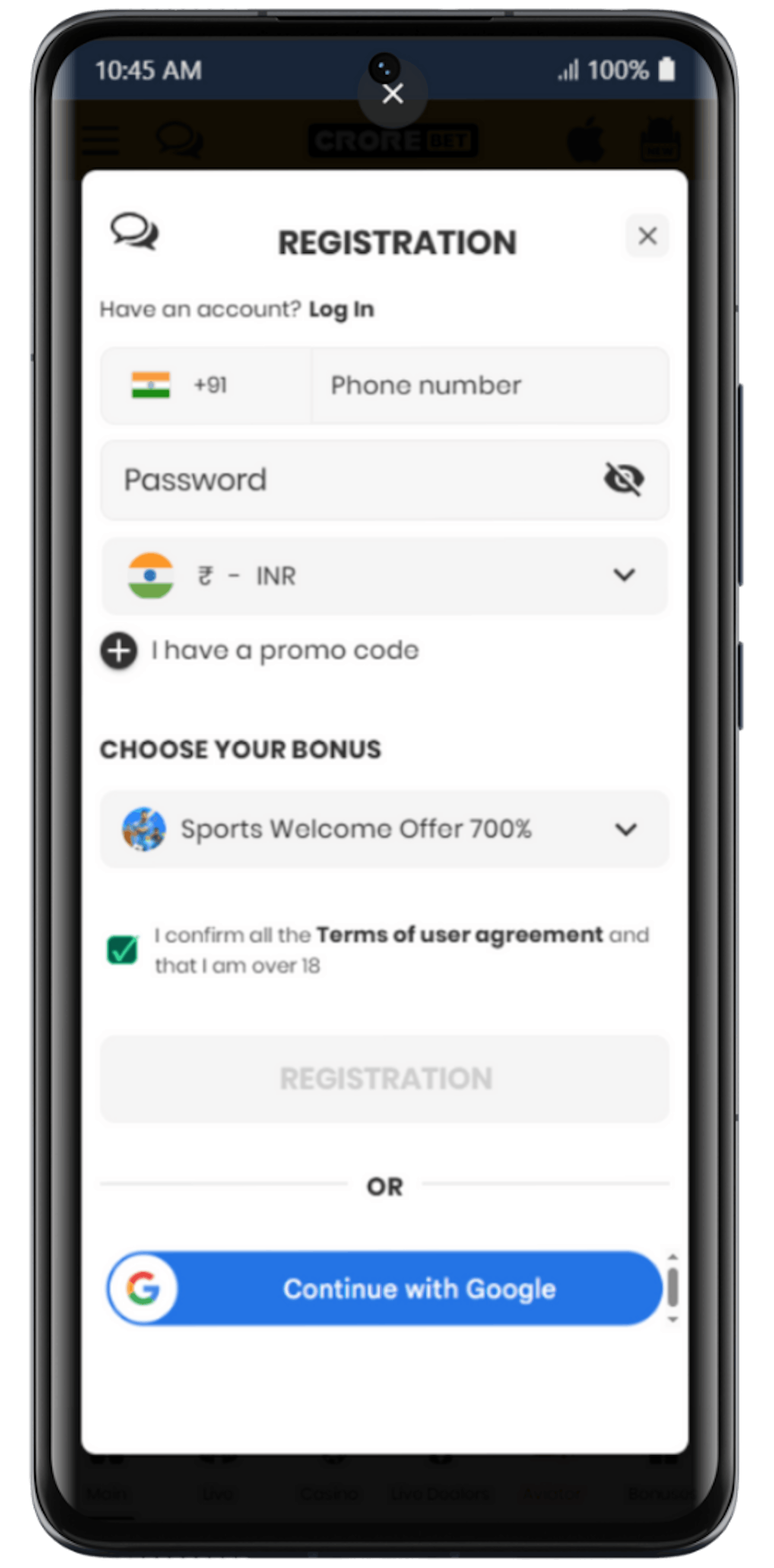 Crorebet Registration