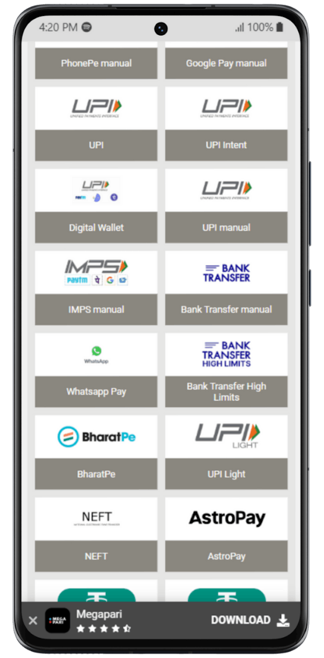Megapari Net Banking Betting Site
