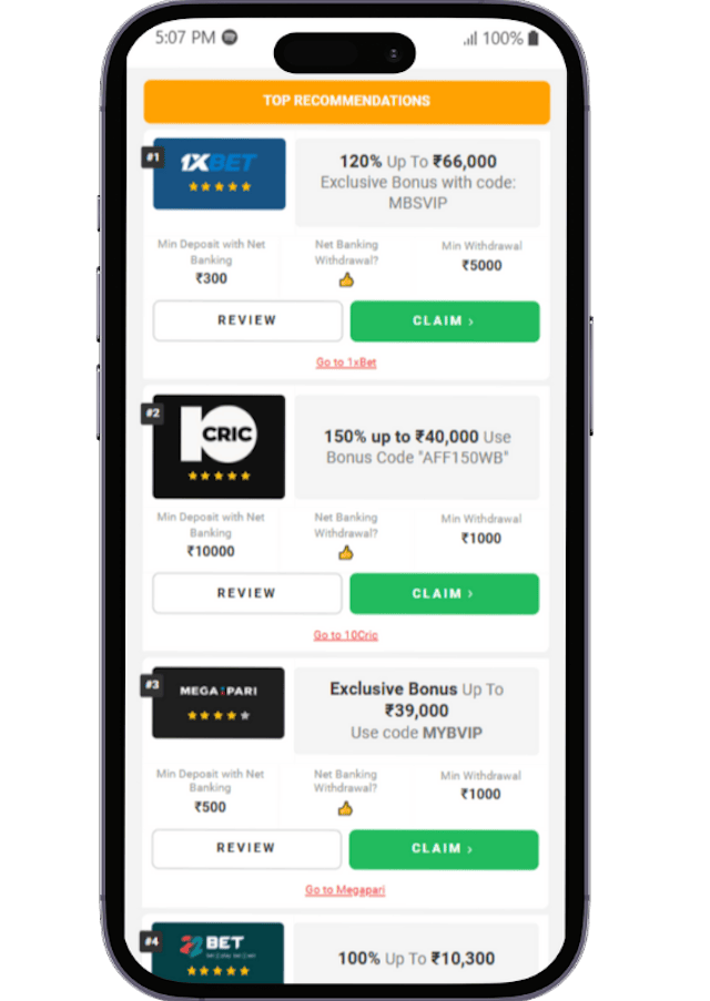 Net banking betting sites feature