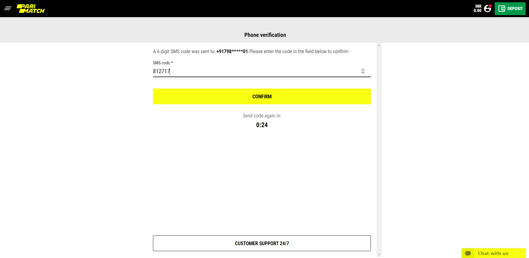 Parimatch Registration 2