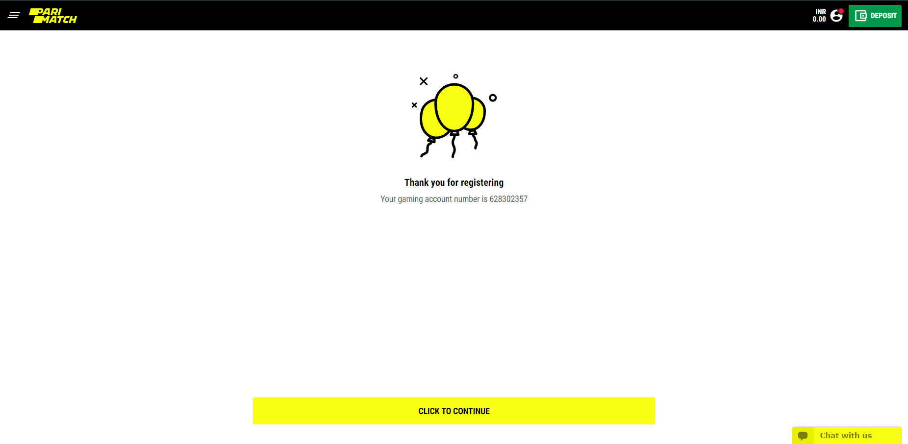 Parimatch Registration 3