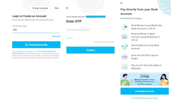 Paytm Create Account