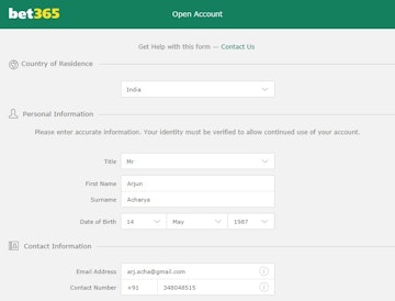 How to open an account on Bet365 india
